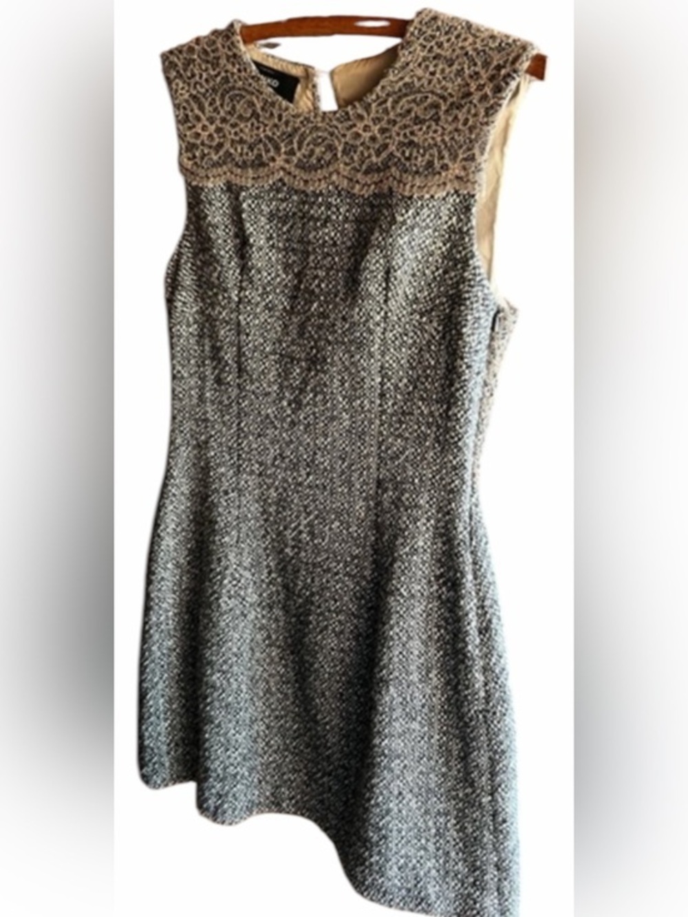Pinko Elegant Vintage Black Lace Boucle Tweed Sleeveless Dressy Dress::EUC::
